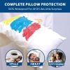 waterproof bamboo pillow protector cover,100% bug water proof zippered pillow cases standard/queen size ( 2 pack,green,48cm x 74cm) Waterproof pillow protector resisting colourful liquid spills