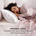 silk pillowcase for hair and skin mulberry silk pillowcase soft breathable smooth both sided natural silk pillowcase with envelope pocket beauty sleep silk pillow case for gift (2 pack, standard, white) Woman resting on silky blush bedding