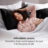 silk pillowcase for hair and skin mulberry silk pillowcase soft breathable smooth both sided natural silk pillowcase with envelope pocket beauty sleep silk pillow case for gift (2 pack, standard, black) Woman relaxing on black satin pillowcases in bed