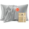 Silver satin pillowcases with gift packaging, two-pack