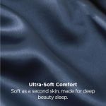 silk pillowcase for hair and skin mulberry silk pillowcase soft breathable smooth both sided natural silk pillowcase with envelope pocket beauty sleep silk pillow case for gift (2 pack, standard, navy) Close-up of ultra-soft blue fabric texture
