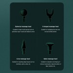 Four interchangeable massage gun heads with descriptions