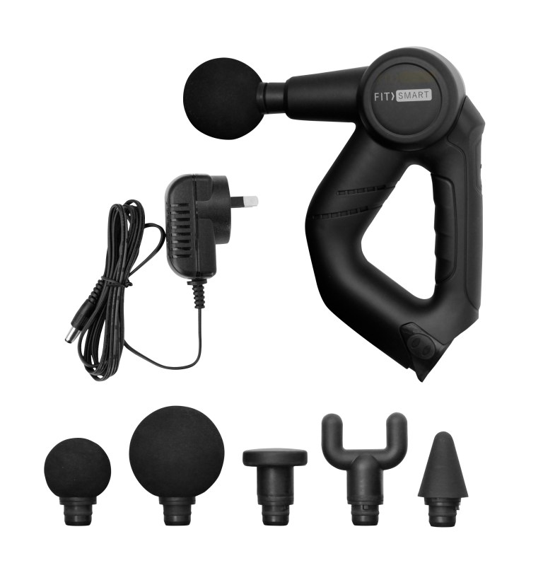 FITSMART percussion massage gun with attachments and charger