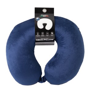 Blue memory foam travel neck pillow