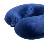Blue plush U-shaped travel neck pillow