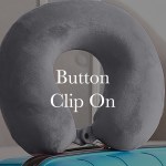 Grey travel neck pillow with button clip