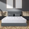 royal comfort 1200gsm deluxe 7 zone mattress topper luxury gusset breathable single white Modern minimalist bedroom with grey upholstered bed