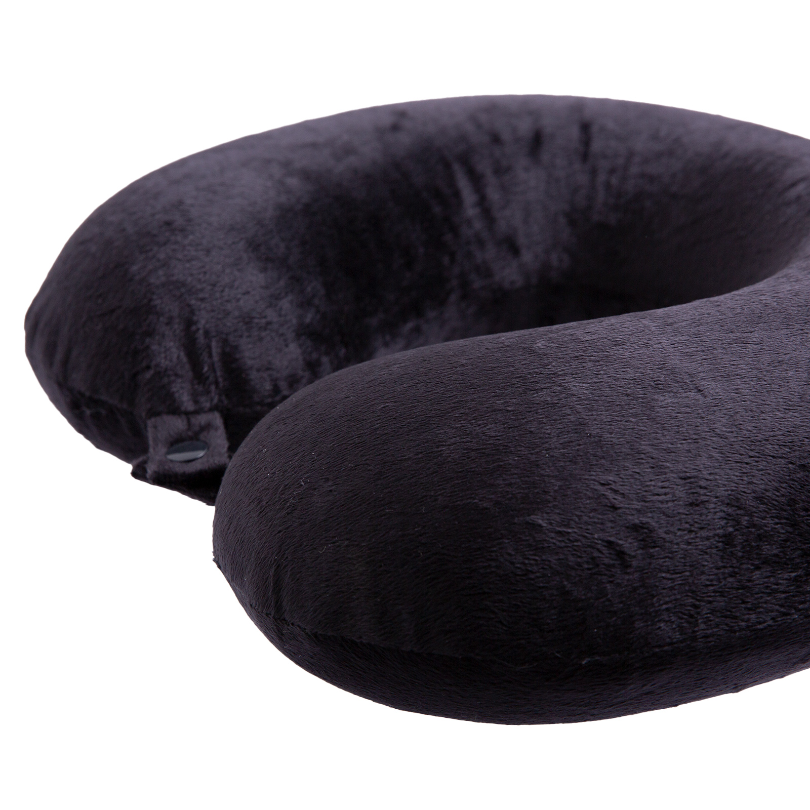 Black plush U-shaped travel neck pillow
