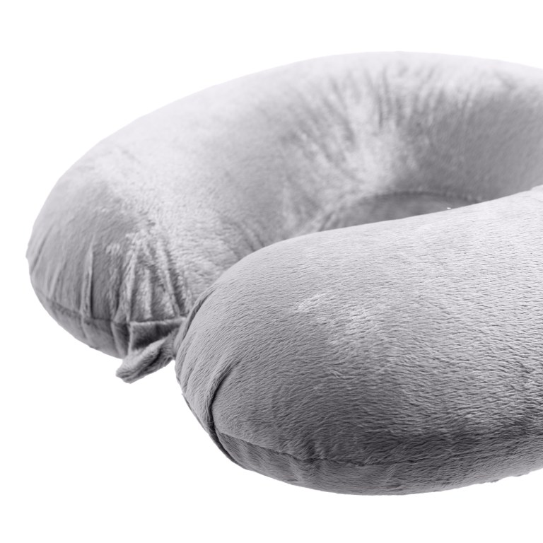 milano decor memory foam travel neck pillow with clip cushion support soft grey Grey plush U-shaped travel neck pillow