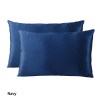 royal comfort mulberry soft silk hypoallergenic pillowcase twin pack 51 x 76cm navy Two navy blue satin pillowcases on white background