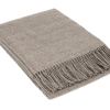 Folded grey wool blanket with fringed edge