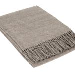 Folded grey wool blanket with fringed edge