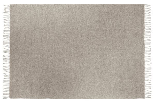 Neutral beige woven rug with fringe edges