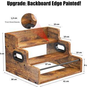 Wooden kitchen step stool with labelled dimensions