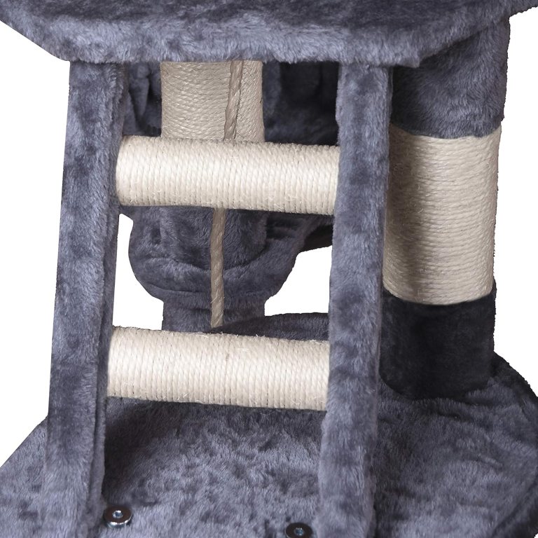 carla home 120cm cat tree for indoor cats with condo, hammock & plush perchfor for kittens & adult cats Grey plush cat tree with sisal posts