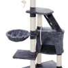 Grey multi-level cat tree with scratching posts