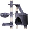 Grey multi-level cat tree with scratching posts