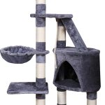carla home 120cm cat tree for indoor cats with condo, hammock & plush perchfor for kittens & adult cats Grey multi-level cat tree with scratching posts