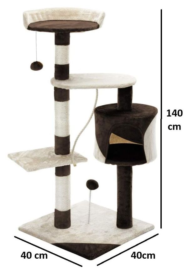Multi-level cat tree with scratching posts and condo