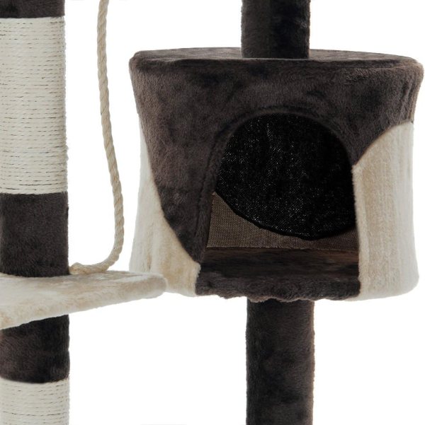 Plush cat tree with cubby and scratching posts