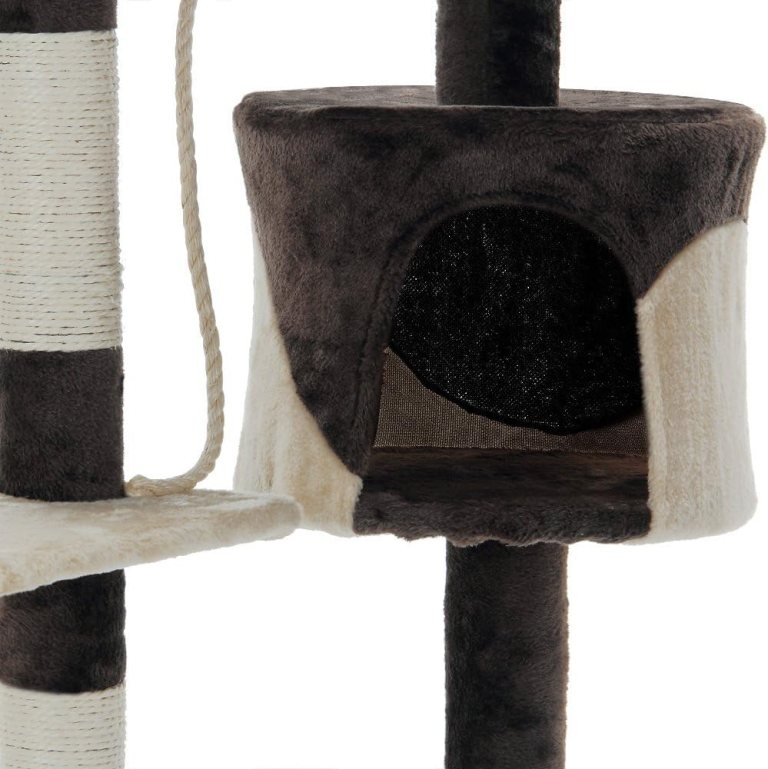 Plush cat tree with cubby and scratching posts