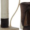 Close-up of plush cat scratching post and condo