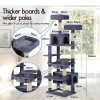carla home 180cm cat tree tower for indoor cats with plush perches, dual condos, natural sisal scratching posts & ramps for kittens & adult cats (grey) Tall grey cat tree with labelled dimensions