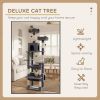 carla home 180cm cat tree tower for indoor cats with plush perches, dual condos, natural sisal scratching posts & ramps for kittens & adult cats (grey) Grey multi-level cat tree in living room