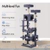 carla home 180cm cat tree tower for indoor cats with plush perches, dual condos, natural sisal scratching posts & ramps for kittens & adult cats (grey) Multi-level grey cat tree with platforms and cubbies