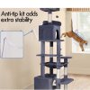 carla home 180cm cat tree tower for indoor cats with plush perches, dual condos, natural sisal scratching posts & ramps for kittens & adult cats (grey) Grey cat tree with anti-tip stability kit
