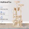 carla home 180cm cat tree tower for indoor cats with plush perches, dual condos, natural sisal scratching posts & ramps for kittens & adult cats (beige) Beige multi-level cat tree with platforms and cubbies