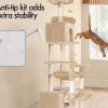 carla home 180cm cat tree tower for indoor cats with plush perches, dual condos, natural sisal scratching posts & ramps for kittens & adult cats (beige) Cat tree with anti-tip wall stability kit