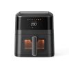 Black digital air fryer with viewing window
