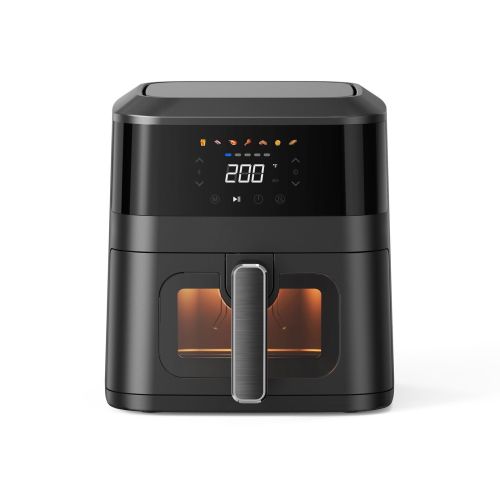 v196 afd450 00.jpg Black digital air fryer with viewing window