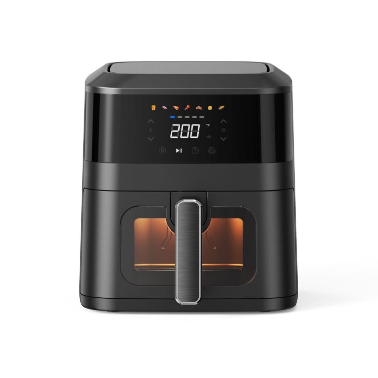 v196 afd450 00.jpg Black digital air fryer with viewing window