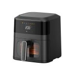 1400w 5l non stick digital air fryer with clear viewing window Black digital air fryer with touchscreen display
