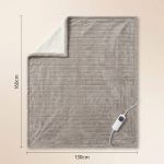 Grey electric heated throw blanket with controller