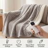 heated throw blanket, soft double sided fleece with adjustable heat settings Electric heated blanket with digital controller on sofa