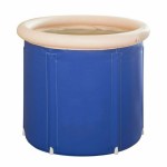 Blue inflatable above-ground round swimming pool