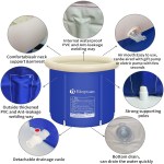 Blue inflatable portable bathtub with support features