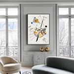 wall art 50cmx70cm delicate tension by wassily kandinsky black frame canvas Abstract geometric artwork above marble fireplace