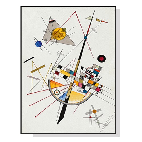 Abstract geometric artwork with colourful shapes and lines