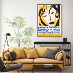 wall art 70cmx100cm henri matisse black frame canvas Modern living room with mustard sofa and Matisse poster