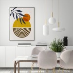wall art 40cmx60cm sun and moon black frame canvas Modern dining room with abstract sun wall art