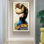 wall art 40cmx80cm king kong 1933 gold frame canvas Framed vintage King Kong movie poster on wall