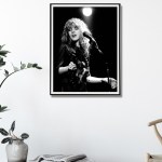 wall art 60cmx90cm young stevie nicks in concert poster, black frame canvas Framed black-and-white photo of singer performing live