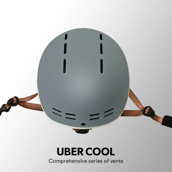 Grey helmet with multiple cooling vents