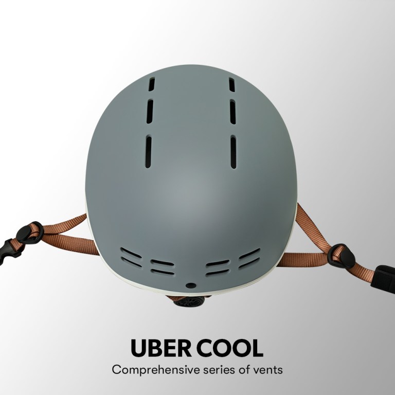 Grey helmet with multiple cooling vents
