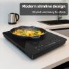 eurochef induction benchtop cooktop, 2000w, 9 heat levels, fast electric portable cooker, touch controls with slider Slimline induction cooktop with frying pan cooking stir-fry