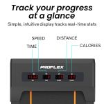 Treadmill display showing speed, distance, time and calories
